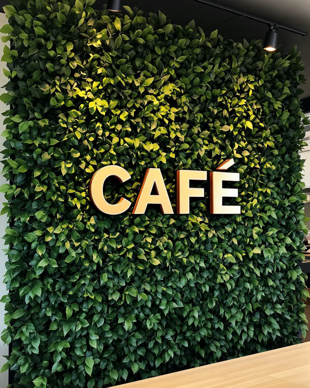 Muro verde con letrero